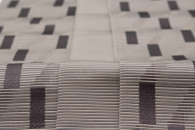 角帯 未仕立て 大倉織物 茶系 ベージュ ブラウン 長方形 縞