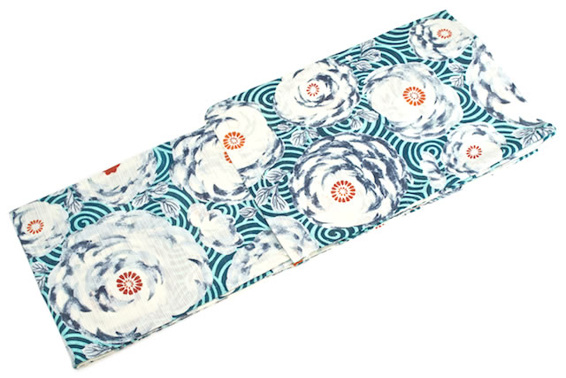 浴衣 レディース浴衣 花火大会 夏祭り 女性用 ブランド 岡重 エメラルドグリーン 緑 牡丹 渦巻き 綿絽 女性浴衣【フリーサイズ】【女性浴衣 黒・グレー系】 浴衣 レディース浴衣 花火大会 夏祭り 女性用 ブランド 岡重