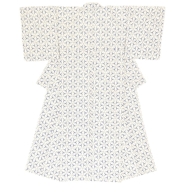 着物 袷 プレタ着物 白系 ホワイト 青 グレー 花 フラワー 京染め 小紋 カジュアル 仕立て上がり 和装 レディース 女性用 Mサイズ Lサイズ【送料無料】