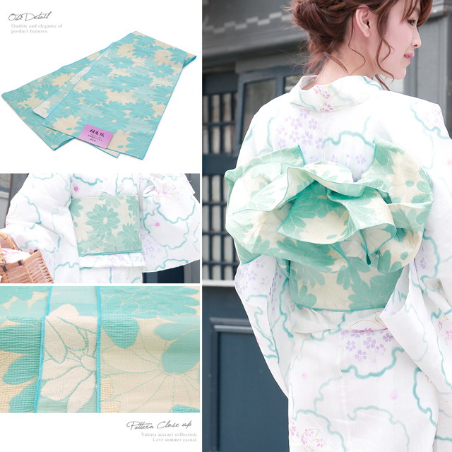 浴衣セット レディース レトロ 浴衣セット 大人 3点セット 白 ホワイト