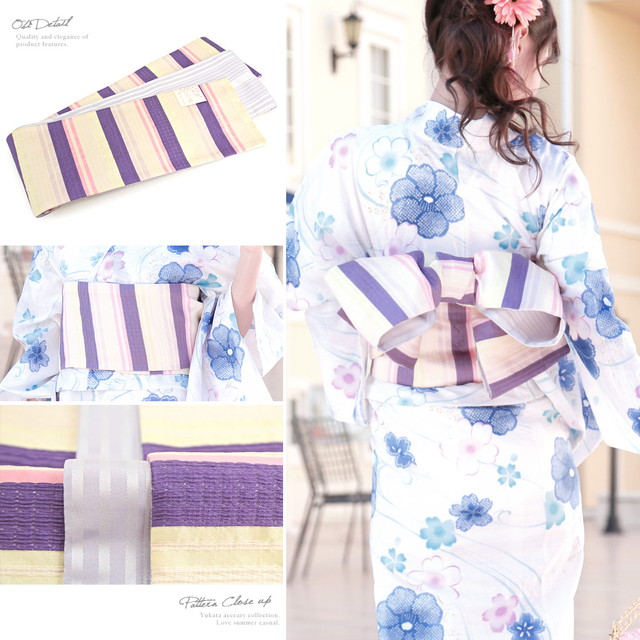 浴衣セット レディース レトロ 浴衣セット 大人 3点セット 白系