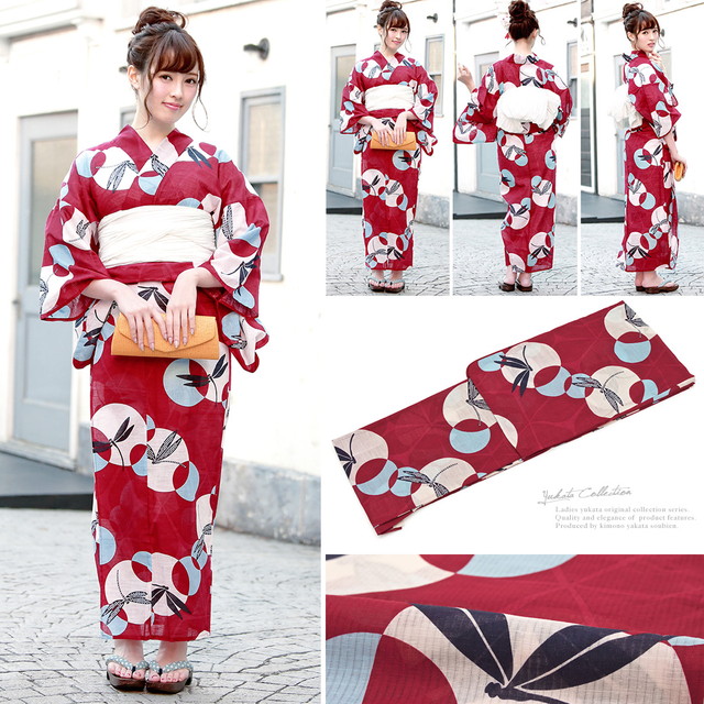 浴衣セット レディース レトロ 浴衣セット 大人 3点セット 赤 レッド 白 蜻蛉 トンボ 綿 絽 兵児帯 女性 ボヌールセゾン 浴衣セット レディース レトロ 浴衣セット 大人 3点セット 赤 レッド