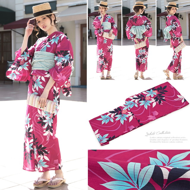 浴衣セット レディース レトロ 浴衣セット 大人 3点セット ピンク 水色 金魚 南天 綿 紅梅 兵児帯 女性 ボヌールセゾン 浴衣セット レディース レトロ 浴衣セット 大人 3点セット ピンク 水色