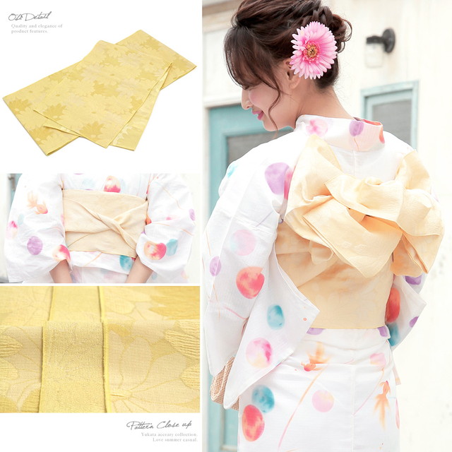 浴衣セット レディース レトロ 浴衣セット 大人 3点セット クリーム系