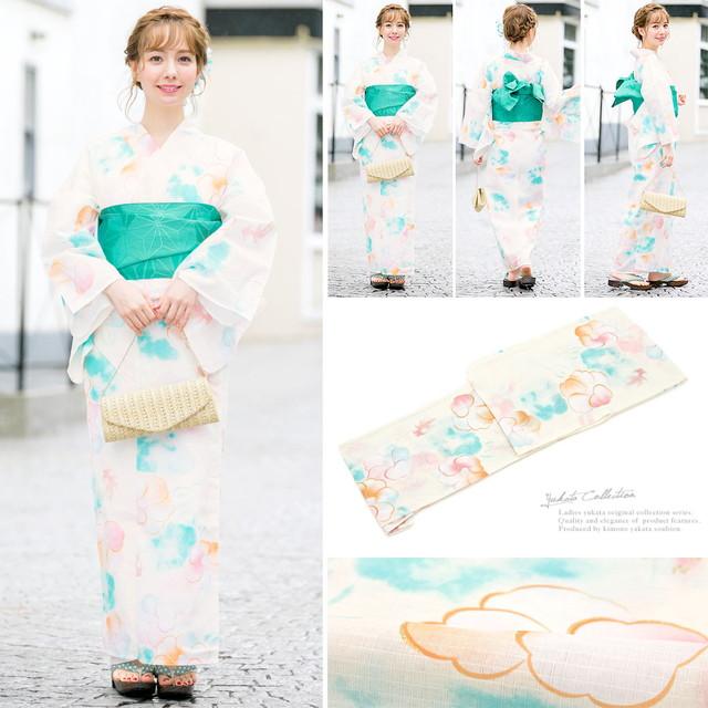浴衣セット レディース レトロ 浴衣セット 大人 3点セット 白系