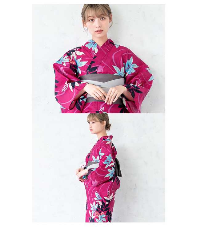 ボヌールセゾン浴衣（Sサイズ　美品）＋半幅帯（ベビーピンク　新品）2点セットです 浴衣 レディース 3点セット （浴衣/半幅帯/下駄） bonheur