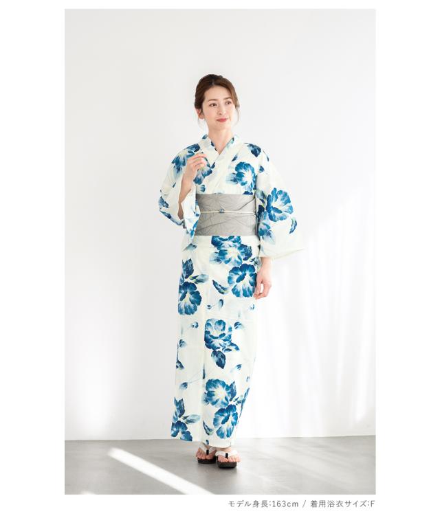 浴衣 セット レディース 浴衣セット 半幅帯 大人 3点セット ホワイト