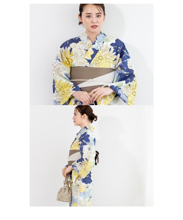 浴衣 セット レディース 浴衣セット 半幅帯 2023 大人 3点セット 黄色
