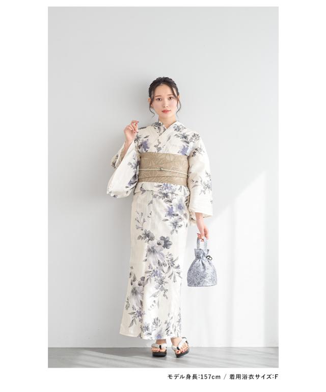 浴衣 セット レディース 浴衣セット 半幅帯 2023新作 大人 3点セット 薄クリーム系 桔梗 花 くすみカラー ベージュ フリーサイズ 送料無料 浴衣 セット レディース 浴衣セット 半幅帯 2023新作 大人 3点セット