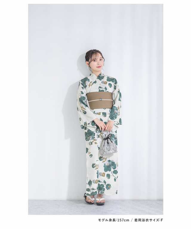 新品　浴衣　二点セット(浴衣・半幅帯)　萌葱　グリーン　ホワイト 新品 浴衣 二点セット(浴衣・半幅帯) 萌葱 グリーン ホワイト