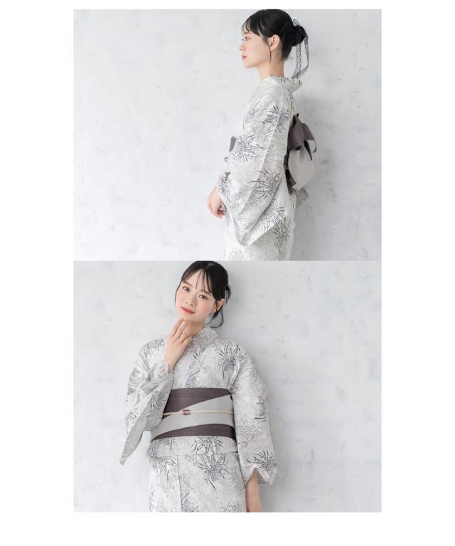 浴衣 セット レディース 浴衣セット 半幅帯 2023新作 大人 3点セット オフホワイト系 白 菊 花 グレー フリー 送料無料 浴衣 セット レディース 浴衣セット 半幅帯 2023新作 大人 3点セット