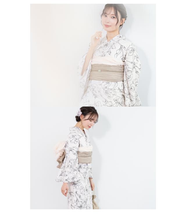 浴衣 セット レディース 浴衣セット 兵児帯 2023新作 大人 3点セット 吸水速乾 CoolPass ホワイト系 白 アイリス 花 白茶 S フリー 送料無料 浴衣 セット レディース 浴衣セット 兵児帯 2023新作 大人 3点セット