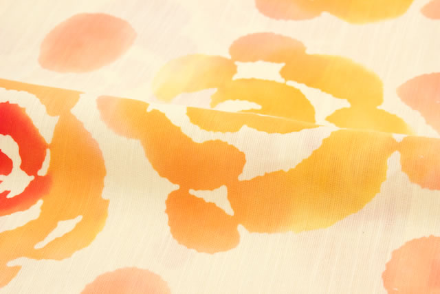 浴衣 レディース 花火大会 夏祭り 女性用 tsumori chisato クリーム オレンジ 薔薇 水玉 注染 女性浴衣【フリーサイズ】