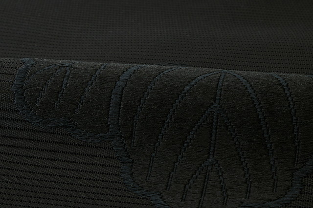 未仕立て】訳あり 名古屋帯 九寸 太田長謹製 黒 蔦紋 家紋 絽 正絹 黒