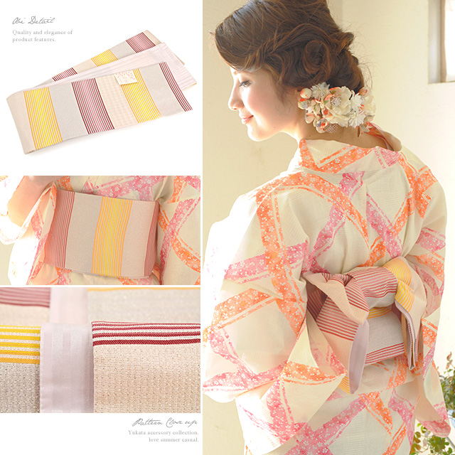 浴衣セット レディース レトロ 浴衣セット 大人 3点セット クリーム