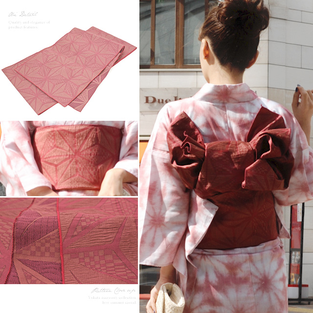 浴衣セット レディース レトロ 浴衣セット 大人 3点セット ピンク 赤