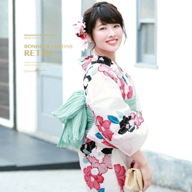 猫浴衣セット フリーサイズ 黒猫 ネコ 浴衣セット つばき 着物と和の