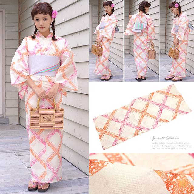 浴衣セット レディース レトロ 浴衣セット 大人 3点セット クリーム