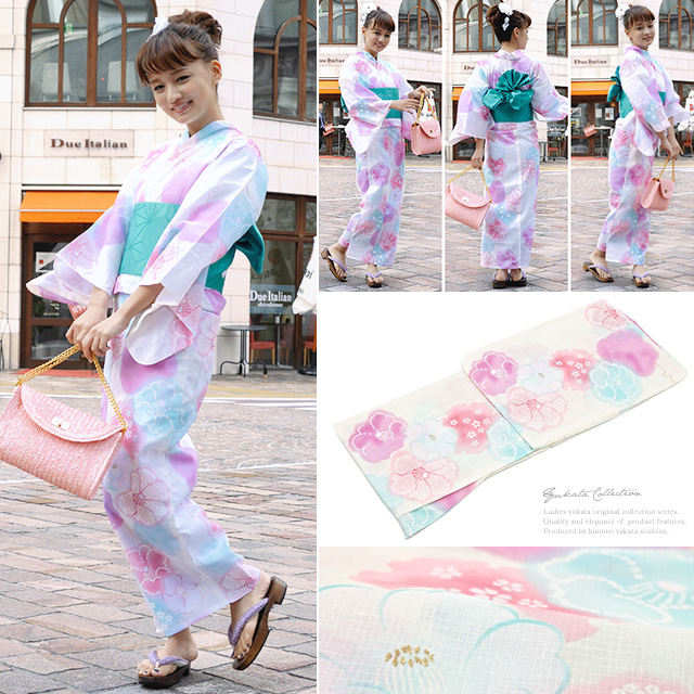 浴衣セット レディース レトロ 作り帯 浴衣セット 大人 3点
