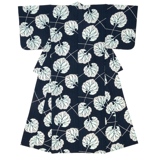 浴衣 レディース 紺 ネイビー 蕗 フキ よろけ縞 雨縞 綿 夏祭り 花火大会 女性用 仕立て上がり【Sサイズ】【フリーサイズ】【送料無料】の通販は 9,700円