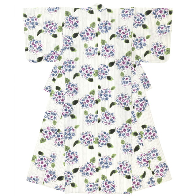 浴衣 レディース クリーム系 薄紫 紫陽花 雨縞 レトロモダン 綿 夏祭り 花火大会 女性用 仕立て上がり【Sサイズ】【フリーサイズ】【送料無料】