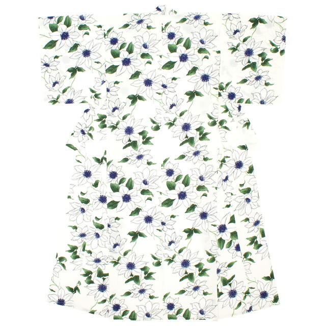 浴衣 レディース ホワイト 白 クレマチス 花 フラワー モダン 変わり織り 夏祭り 花火大会 女性用 仕立て上がり 【Sサイズ】 【フリーサイズ】【送料無料】の通販は 9,900円