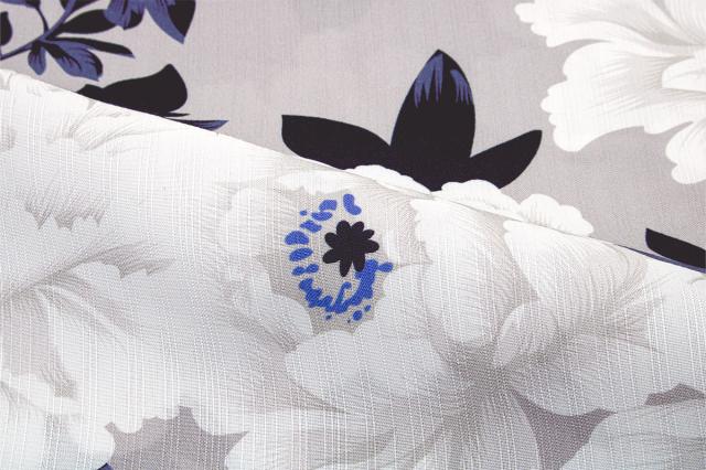 浴衣 レディース グレー 灰色系 ホワイト 白 牡丹 花 フラワー モダン