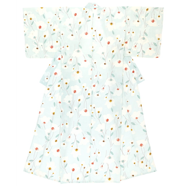 浴衣 レディース ブルー 水色 花 フラワー 可憐 変わり織り 夏祭り 花火大会 女性用 仕立て上がり 【Sサイズ】【フリーサイズ】【送料無料】の通販は 9,900円