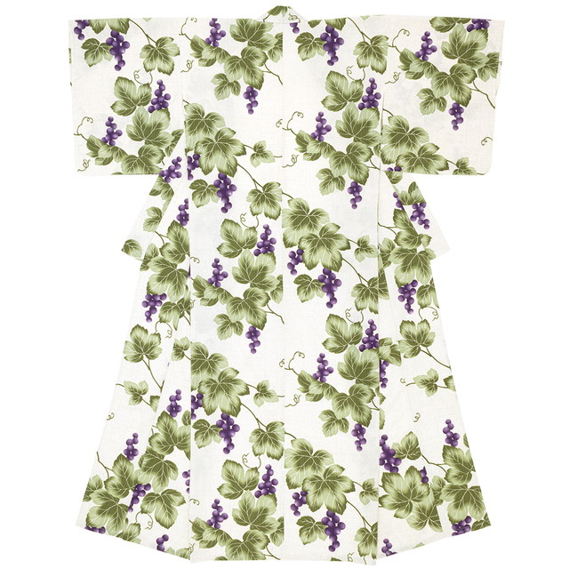 浴衣 レディース ベージュ 薄茶色 緑 紫 葡萄唐草 モダン 変わり織り 夏祭り 花火大会 女性用 仕立て上がり 【Sサイズ】【フリーサイズ】【送料無料】の通販は 9,900円