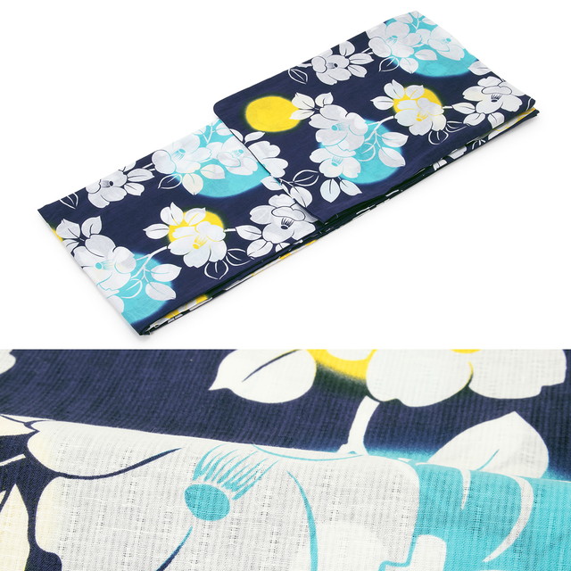 浴衣セット レディース レトロ 浴衣セット 大人 2点セット 紺 ネイビー