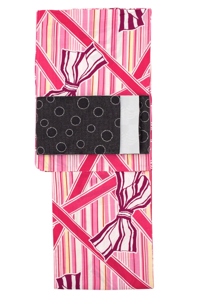 浴衣セット レディース レトロ 浴衣セット 大人 3点セット ピンク