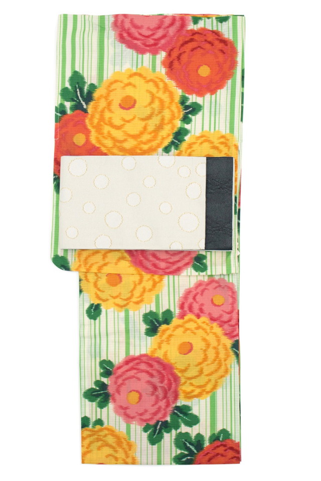 浴衣セット レディース レトロ 浴衣セット 大人 3点セット 緑 グリーン