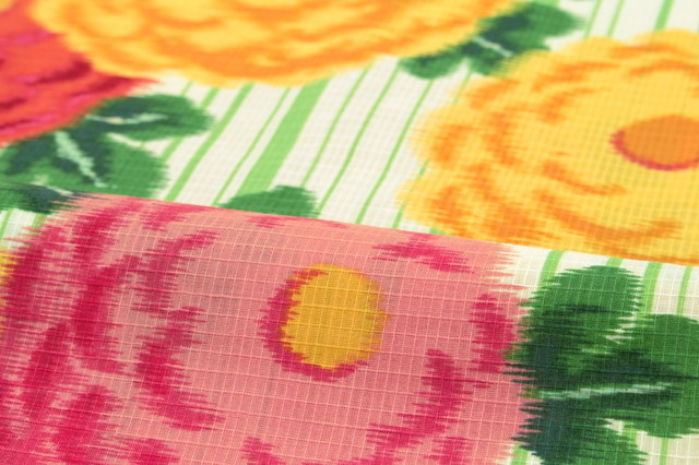 浴衣セット レディース レトロ 浴衣セット 大人 3点セット 緑 グリーン カラフル 花柄 縞 ストライプ 綿 女性 玉城ティナ キスミス 浴衣セット レディース レトロ 浴衣セット 大人 3点セット 緑 グリーン