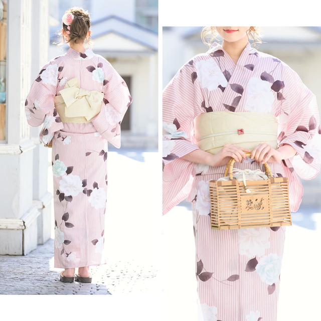 Yulie 大人浴衣2点セット洗える ピンク yulie 浴衣 ＼9種類から選べる洗える浴衣2点セット／「大人浴衣+