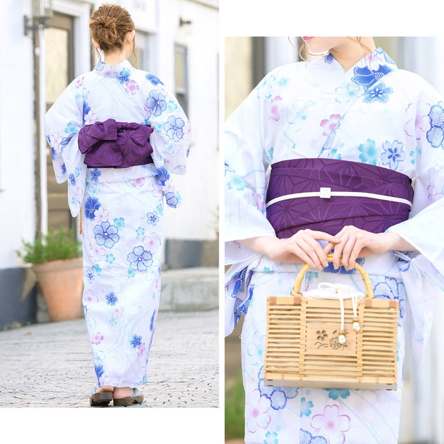 薄紫 くらげ 浴衣・帯セット 浴衣セット レディース 浴衣セット 作り帯 大人 2点セット（浴衣