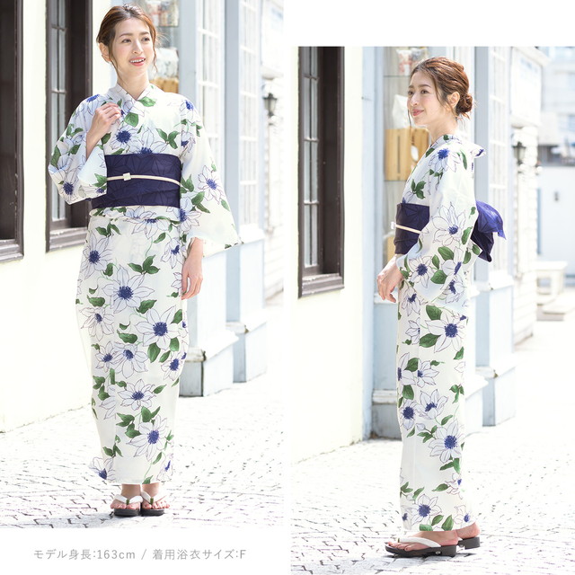 即納【レディース浴衣3点セット】浴衣セット/レディース/ホワイト/白