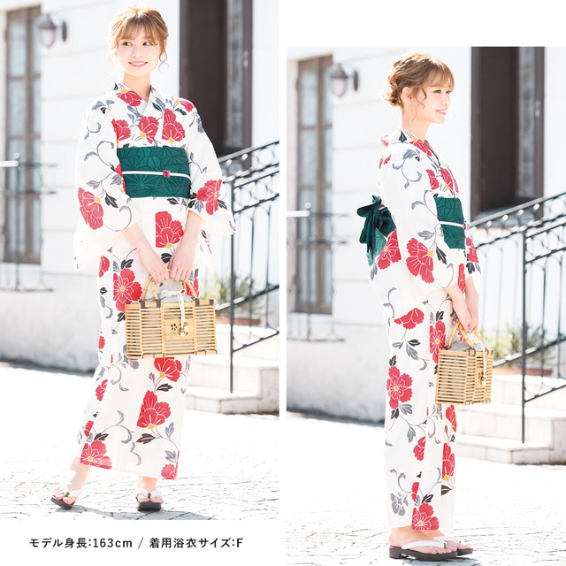 浴衣セット レディース レトロ 浴衣セット 大人 3点セット ホワイト 白 レッド 赤 グレー 灰色 桜 花唐草 花 フラワー 綿 夏祭り 花火大会 女性用 S・フリー 浴衣セット レディース レトロ 浴衣セット 大人 3点セット ホワイト 白