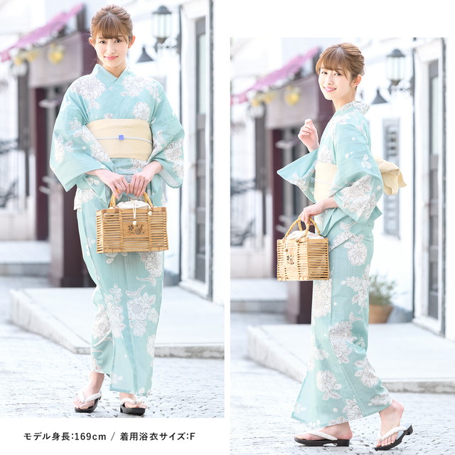 浴衣セット レディース レトロ 浴衣セット 大人 3点セット ブルー 水色 クリーム 辻が花調 花 フラワー レトロモダン 綿 夏祭り 花火大会 女性用 S・フリー 浴衣セット レディース レトロ 浴衣セット 大人 3点セット ブルー 水色
