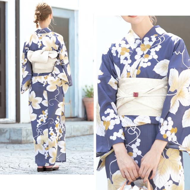 浴衣セット レディース 浴衣セット 大人 3点セット パープル 紫 薄橙 ボルドー 葡萄唐草 モダン 変わり織り 女性 夏 S・フリー 浴衣セット レディース 浴衣セット 大人 3点セット パープル 紫 薄橙