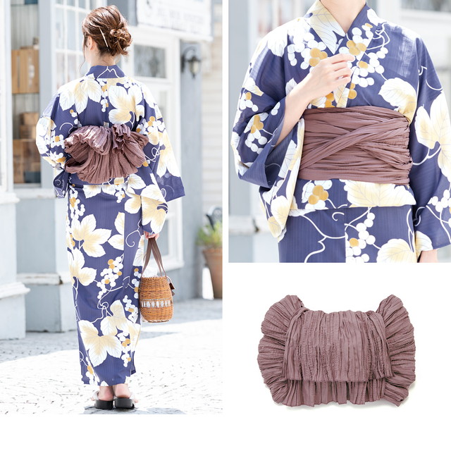 即納【レディース浴衣3点セット】紫/薄橙/葡萄唐草/変わり織り/30代/40代/女性/大人/S・フリー/送料無料 即納【レディース浴衣3点セット】紫/薄橙/葡萄唐草/変わり織り/30代/40