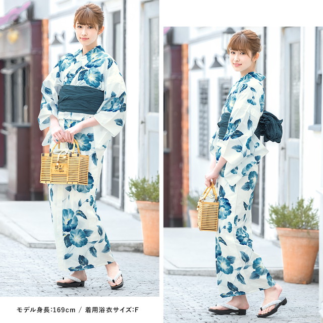 浴衣セット レディース レトロ 浴衣セット 大人 3点セット ホワイト