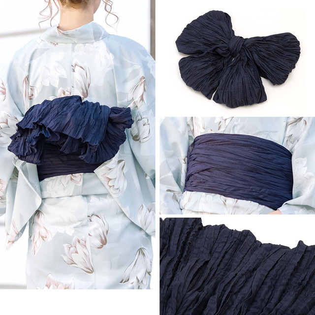 浴衣セット レディース レトロ 浴衣セット 大人 3点セット ブルー 水色 木蓮 モクレン 花 フラワー モダン 変わり織り 夏祭り 花火大会 女性用 S・フリー 浴衣セット レディース レトロ 浴衣セット 大人 3点セット ブルー 水色