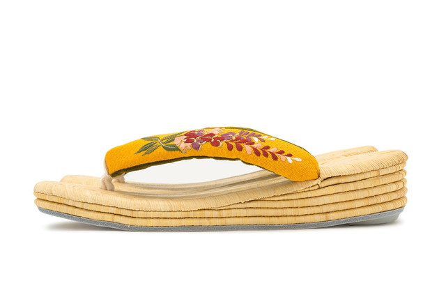 草履 レディース 薄茶色 ベージュ ナチュラル 黄色 藤 正絹鼻緒 横