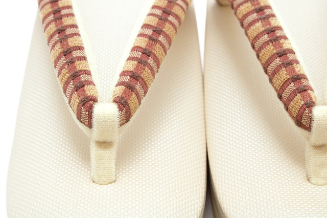 草履 レディース 岩佐謹製 白茶色 ライトベージュ 赤茶色 格子