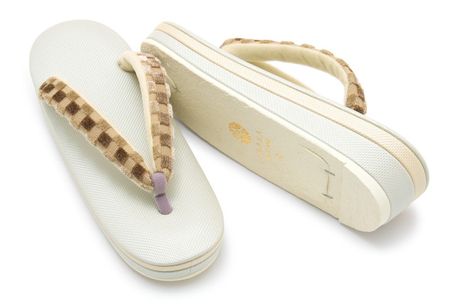 草履 レディース 岩佐謹製 薄灰色 ライトグレー ベージュ 市松格子