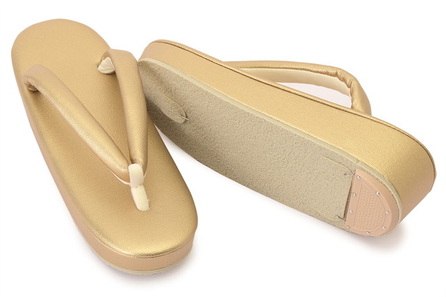 草履 レディース 金色 ゴールド 白梅謹製 シンプル 無地 帆布