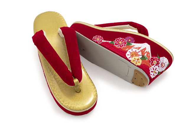 成人式 草履 レディース 厚底 振袖 ヒール 盛装 ゴールド 金色 レッド