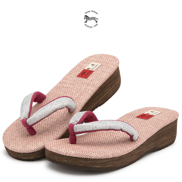 カレンブロッソ 草履 レディース 浴衣 夏 ピンク 銀色 ラメ 足型 一枚芯 カジュアル 日本製 ぞうり 女性 S M L