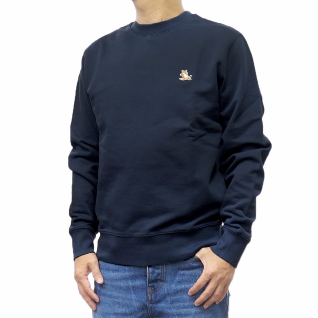 【17％OFF！】MAISON KITSUNE メゾンキツネ メンズパイル地トレーナー LM00303KM0001 / CHILLAX PATCH REGULAR SWEATSHIRT ネイビー /202