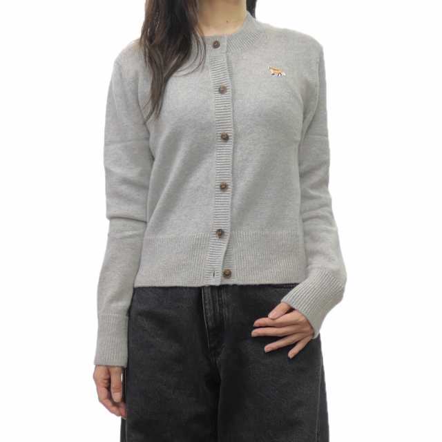 【○％OFF！】MAISON KITSUNE メゾンキツネ レディースカーディガン LW00508KT1006 / BABY FOX PATCH FITTED CARDIGAN ライトグレー /202